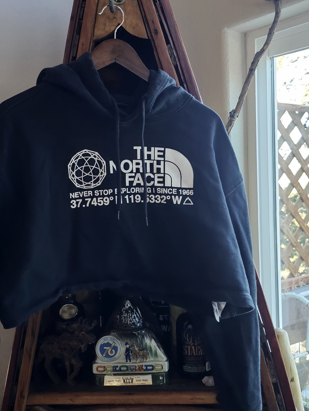 The North Face Black Crewneck Hoodie with White Logo Graphic